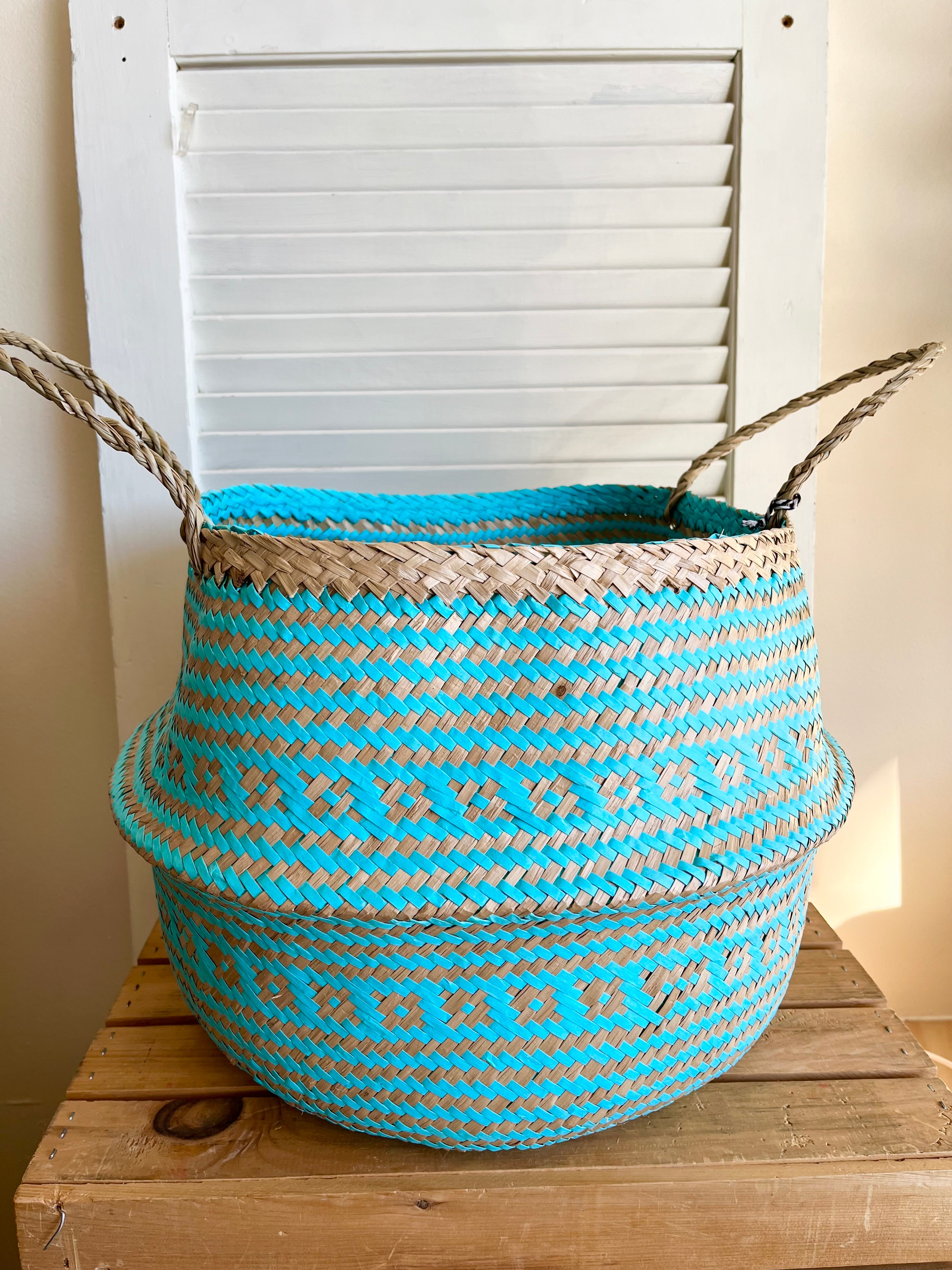 Turquoise Large Seagrass Basket
