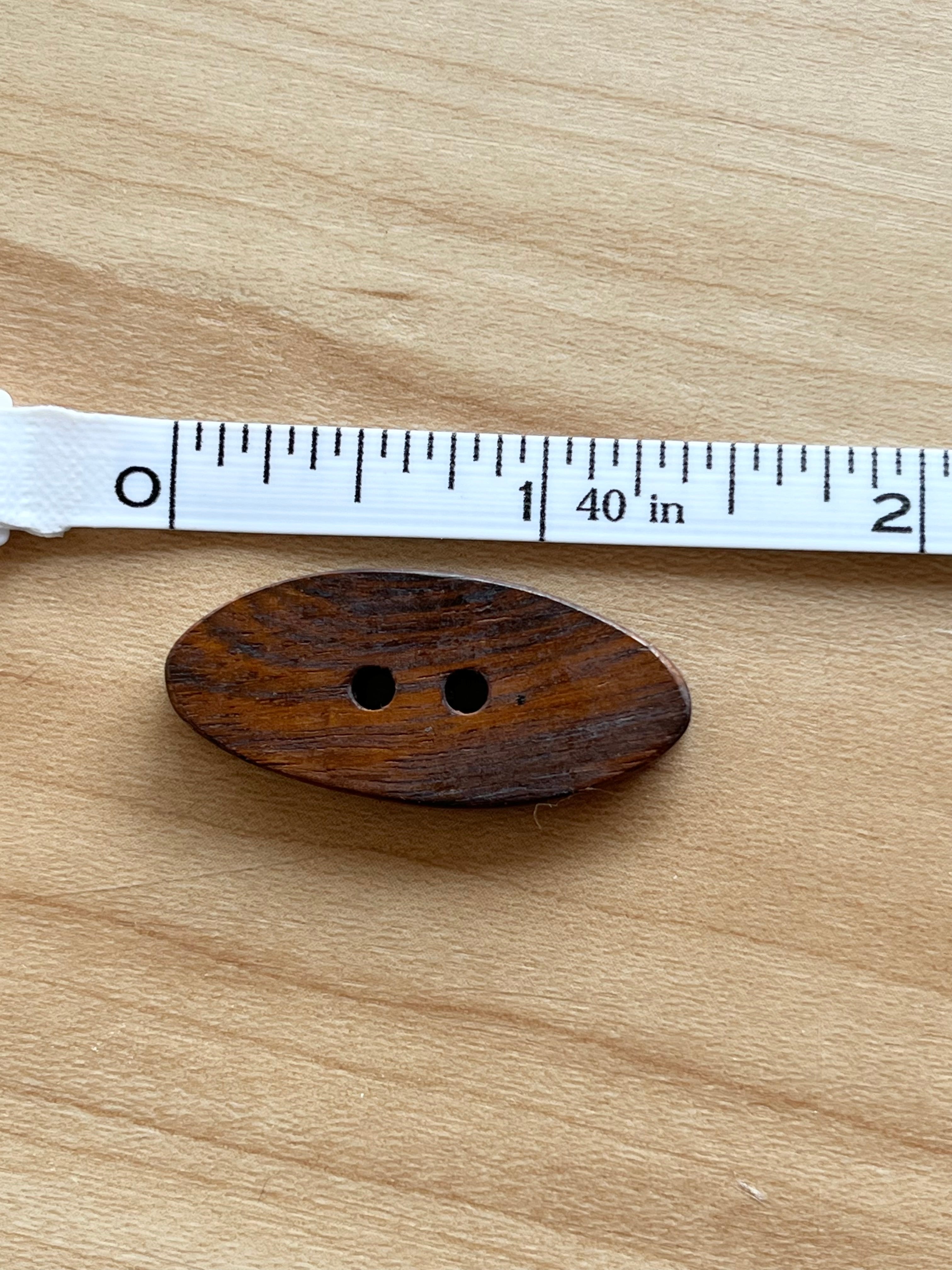 Button Brown Wood Oval