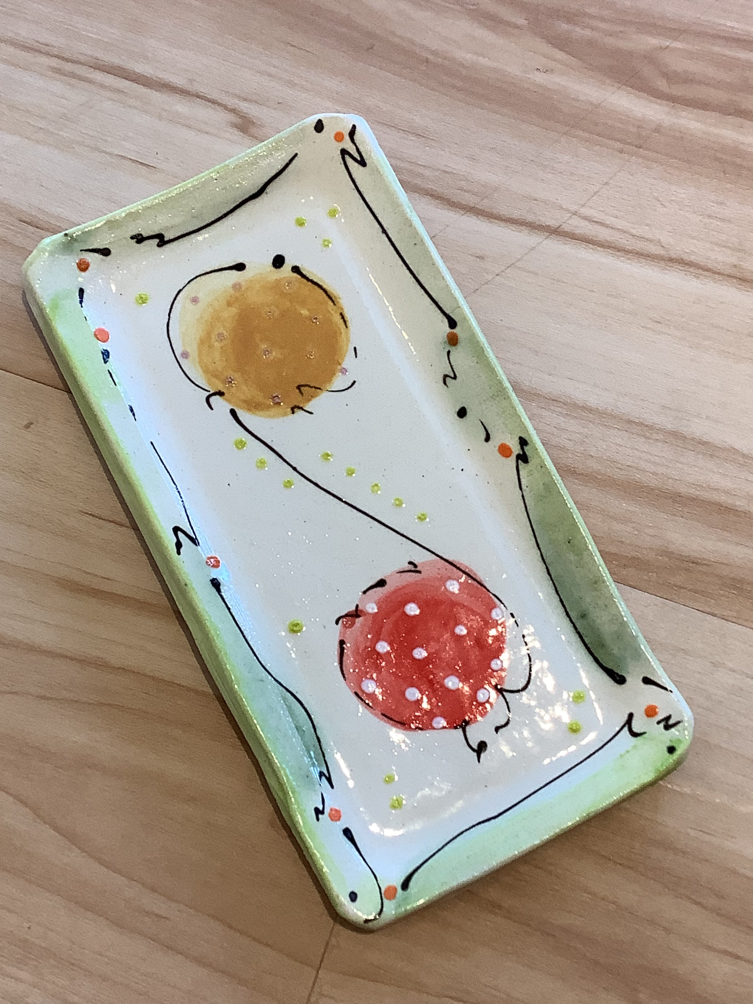 Mustard and Red - Sue Moon Pottery Butter Plate