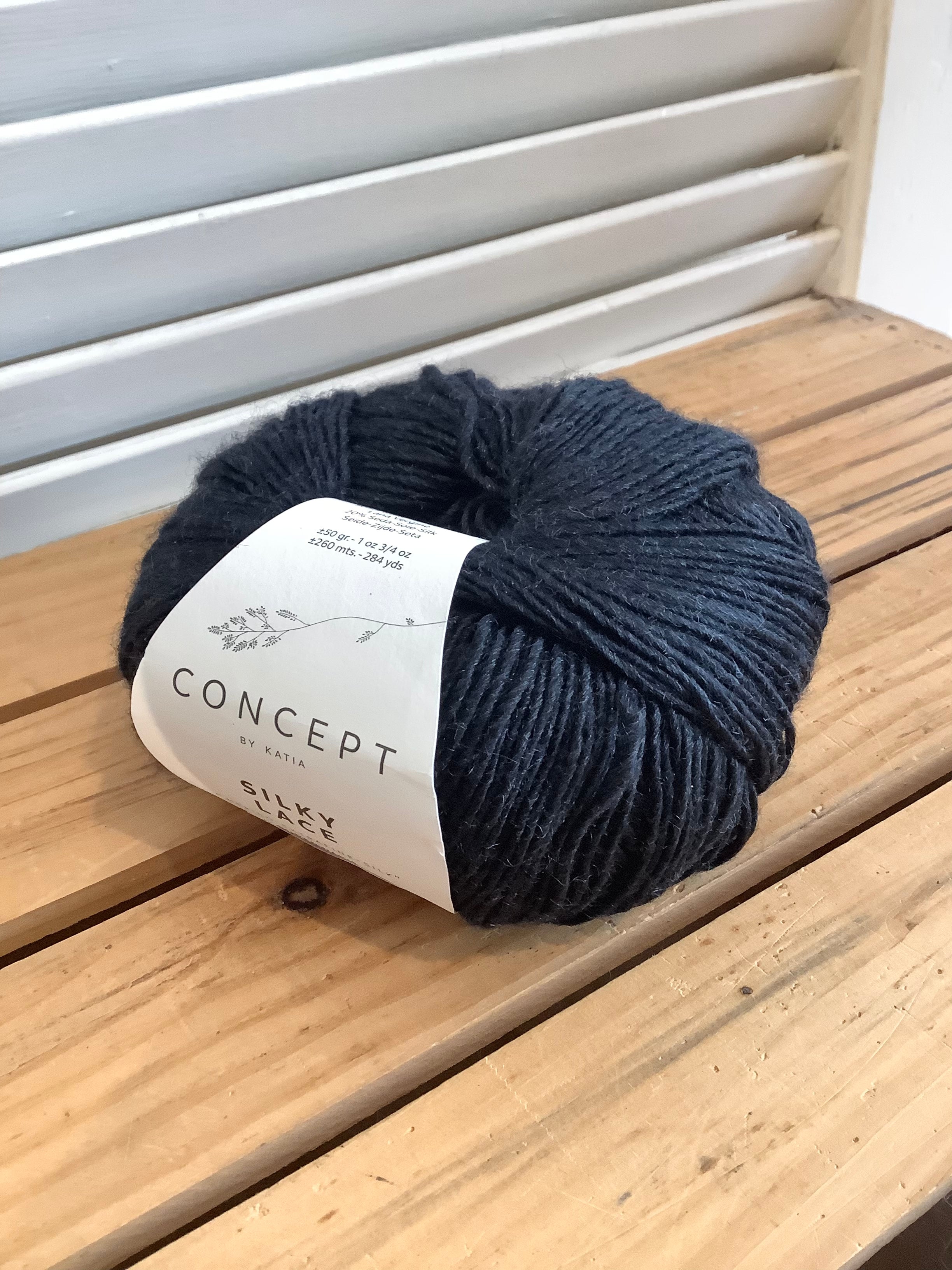 Concept by Katia Silky Lace Color: 156 Charcoal Lot: 00493