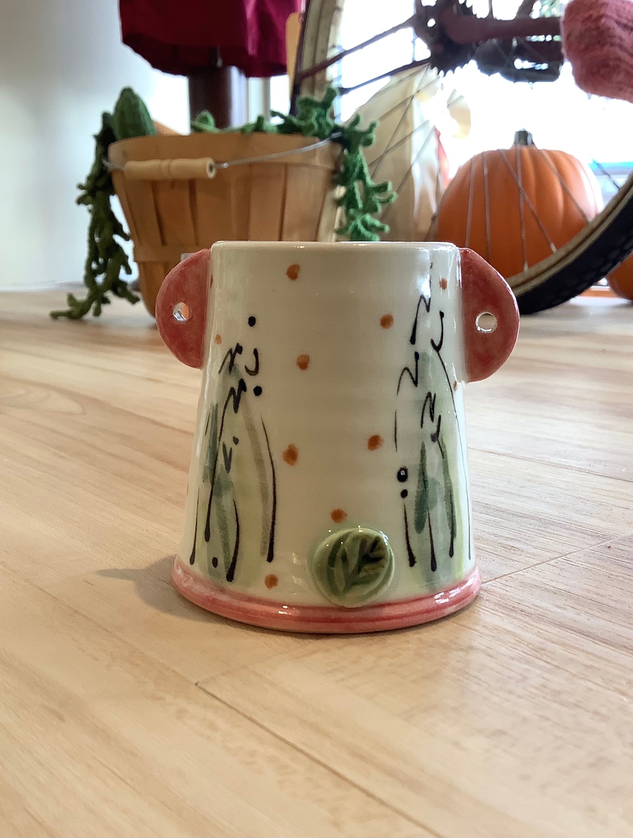 Green and Pink- Posie Pot by Sue Moon Pottery