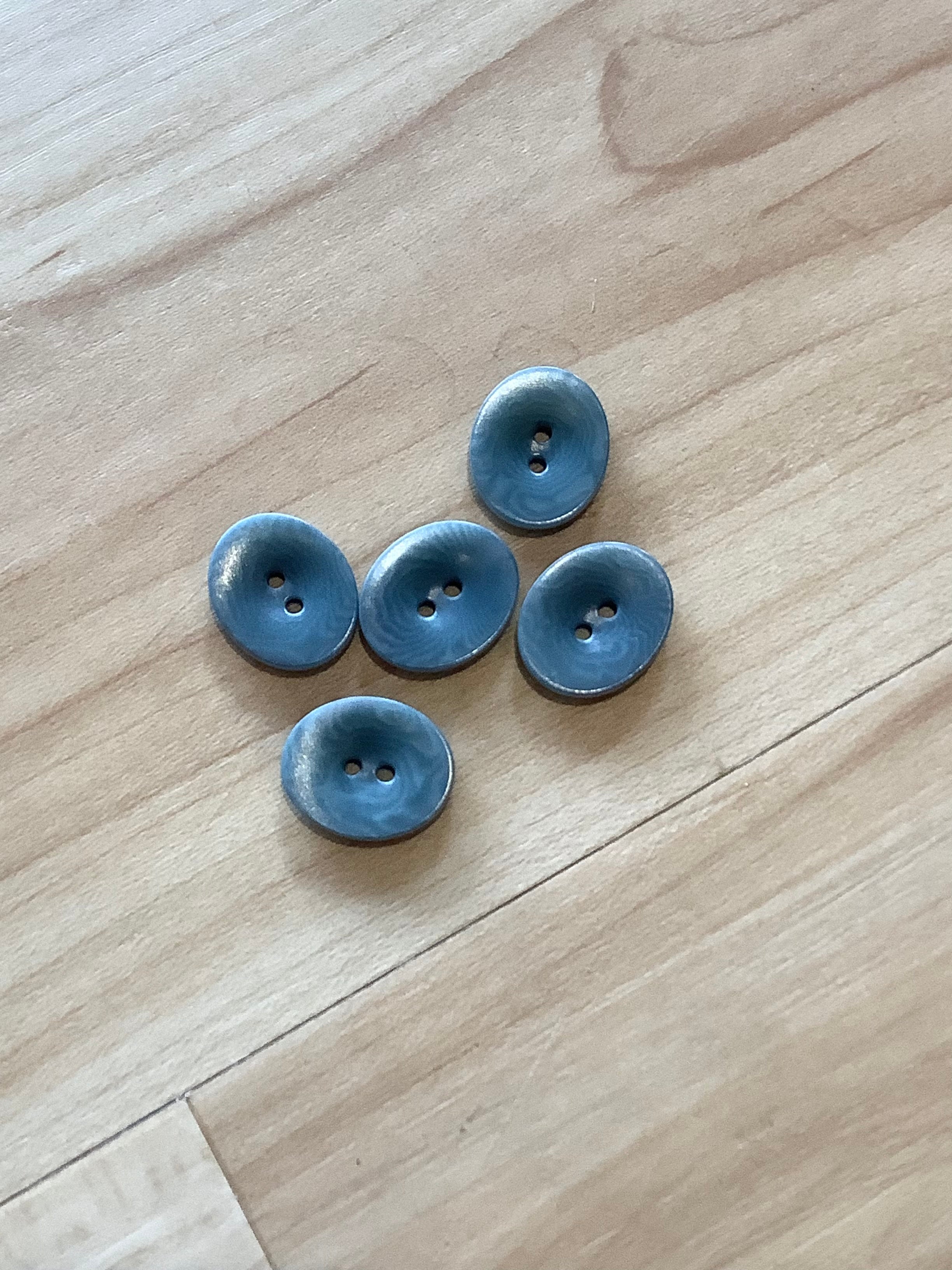 Blue - Buttons Oval Corozo Nut