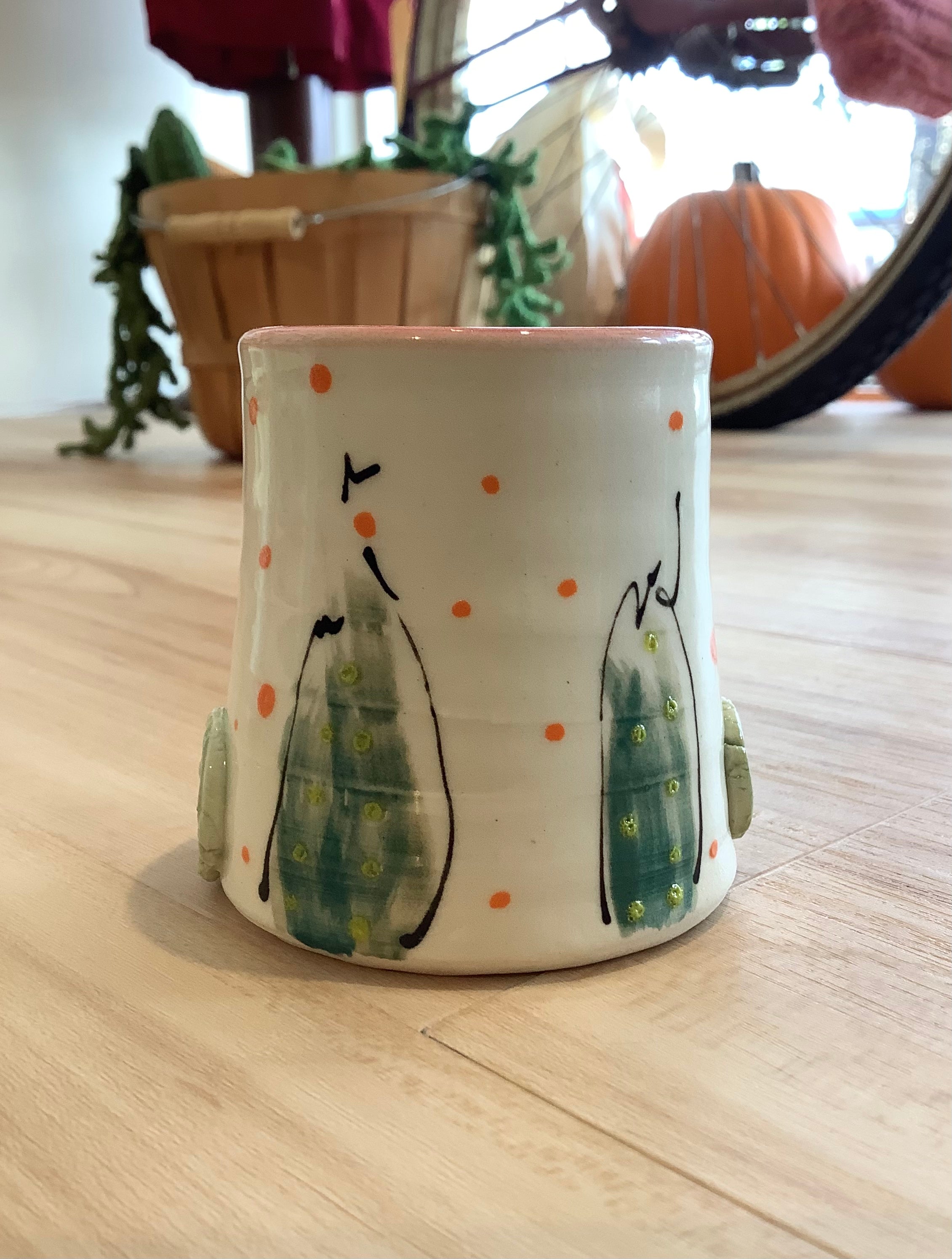 Green and Peach- Posie Pot by Sue Moon Pottery