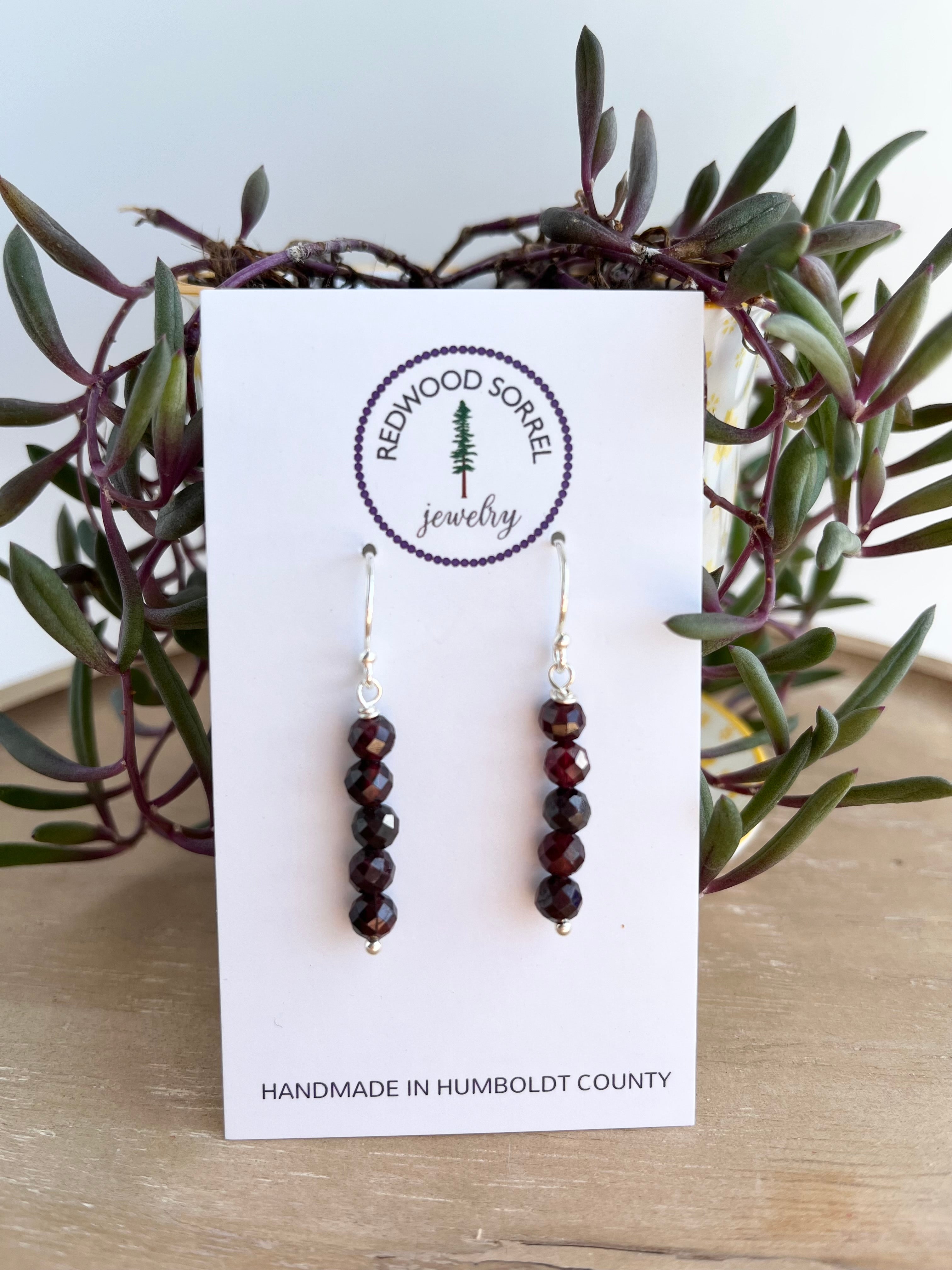 Microfaceted Wine Red Garnet earrings -  Redwood Sorrel Jewelry