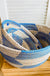 Set of 3 baskets - Blue & White Herringbone Oval 