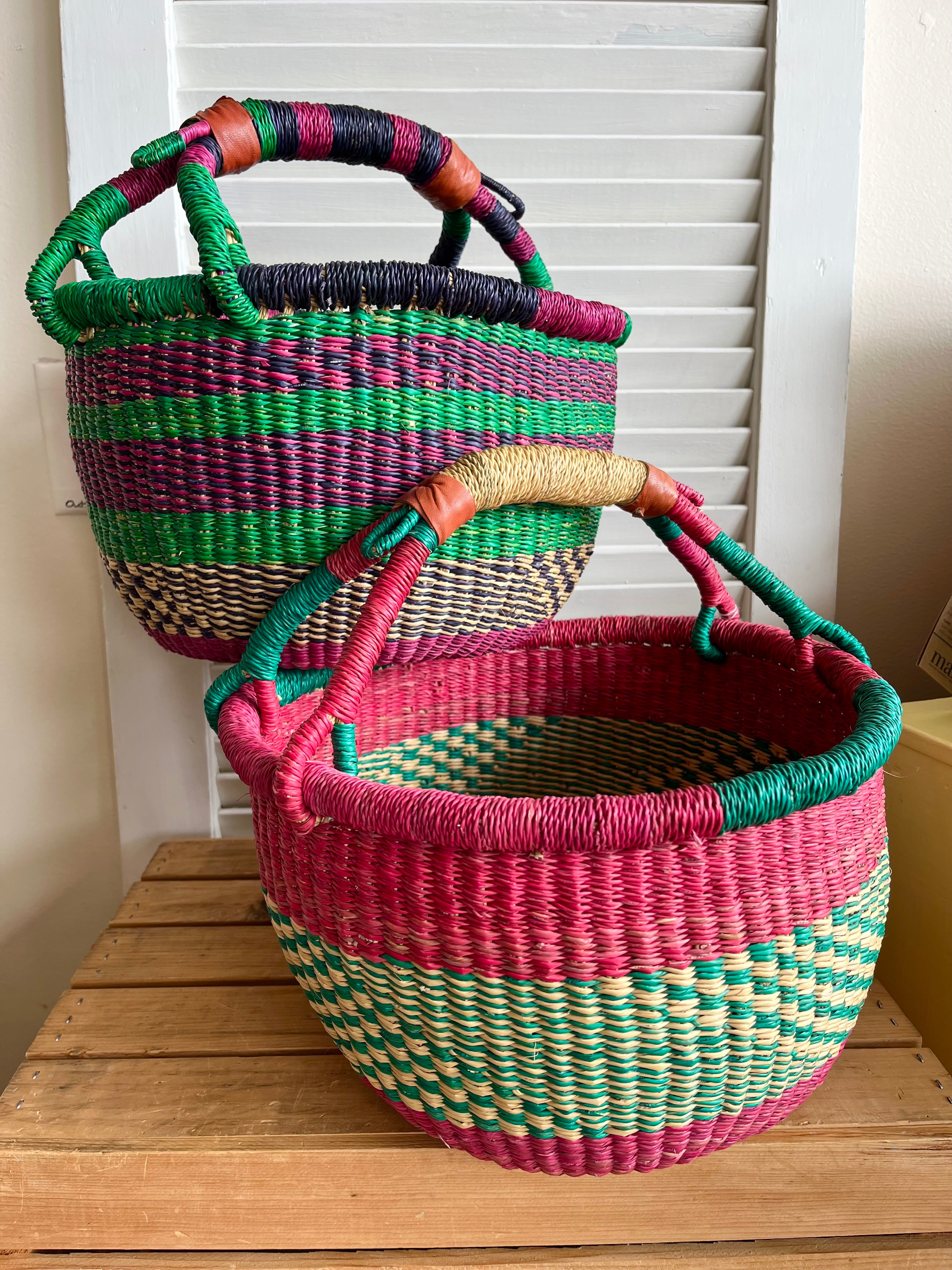 Bolga Basket with Natural Grass Handle