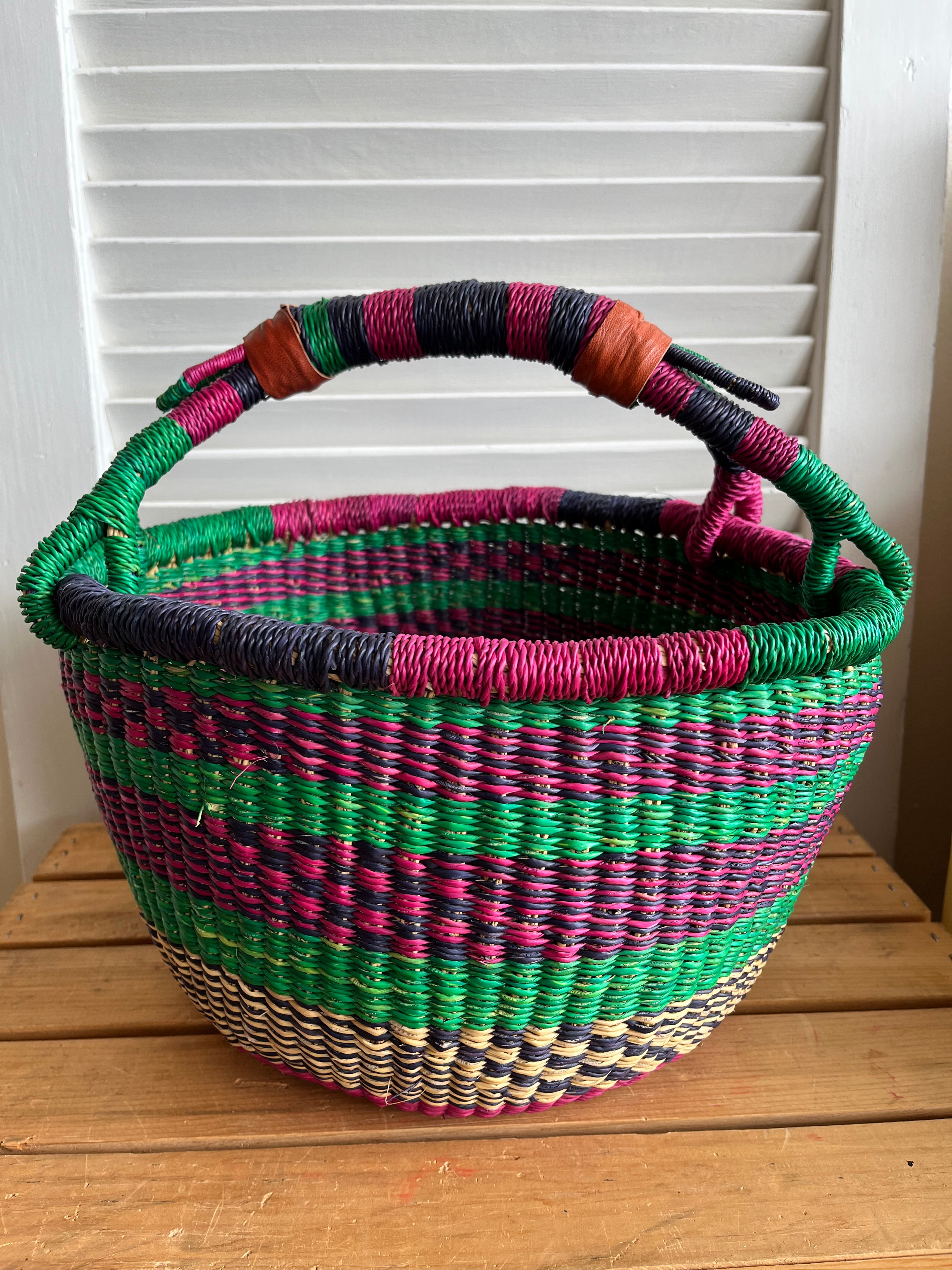 Bolga Basket with Natural Grass Handle