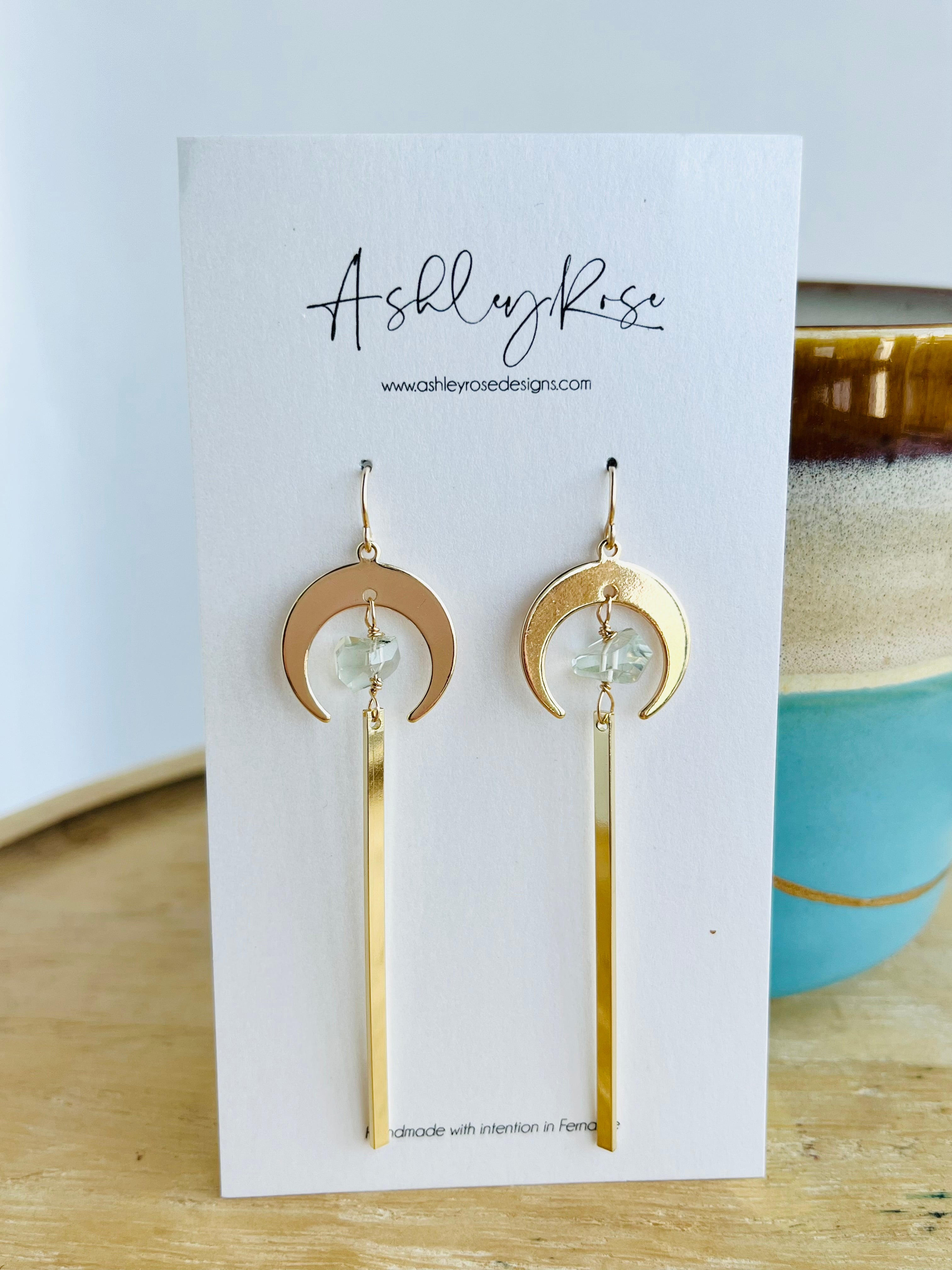 Callisto Green Amethyst gold - Ashley Rose earrings