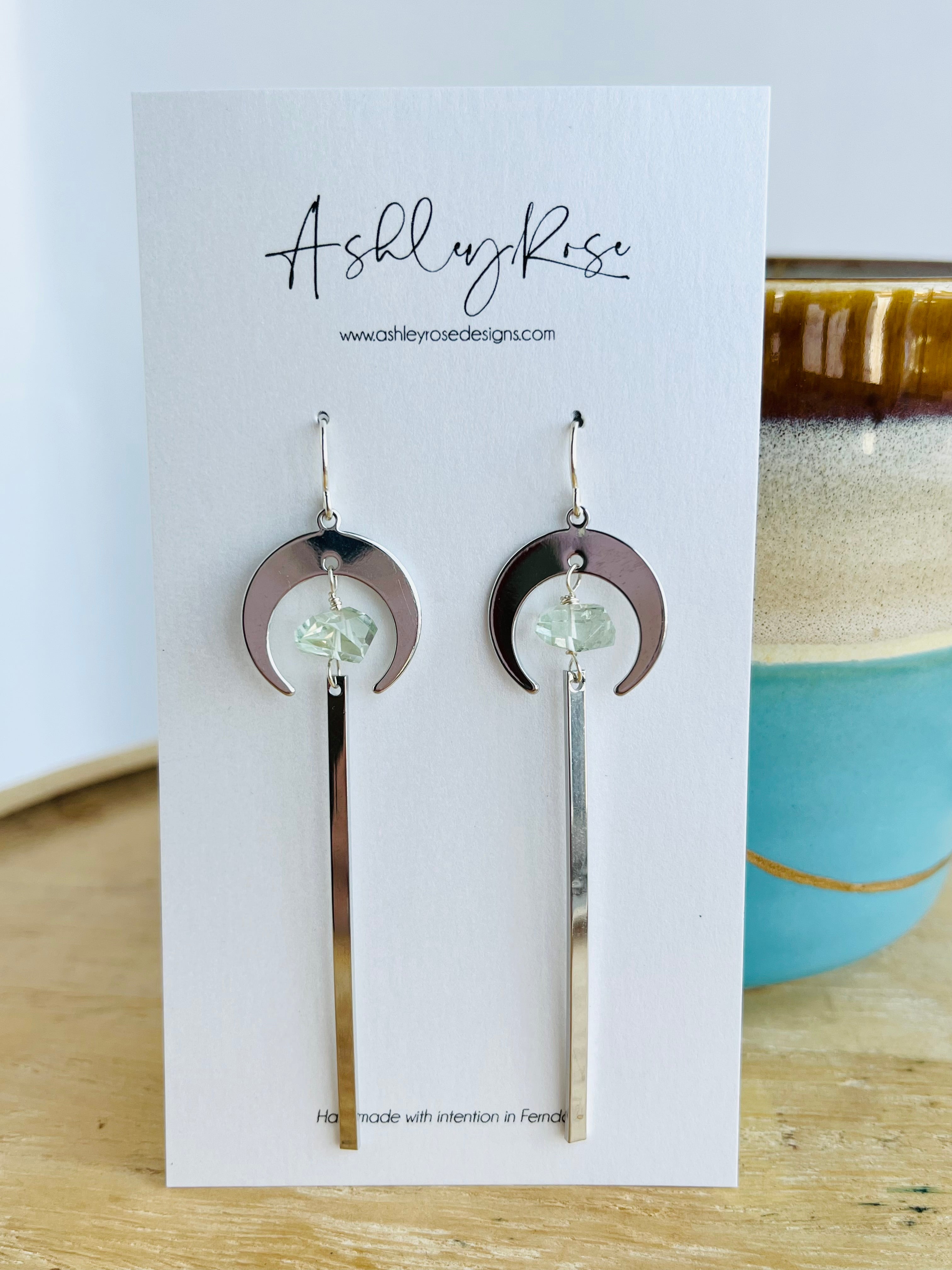Callisto Green Amethyst silver - Ashley Rose earrings