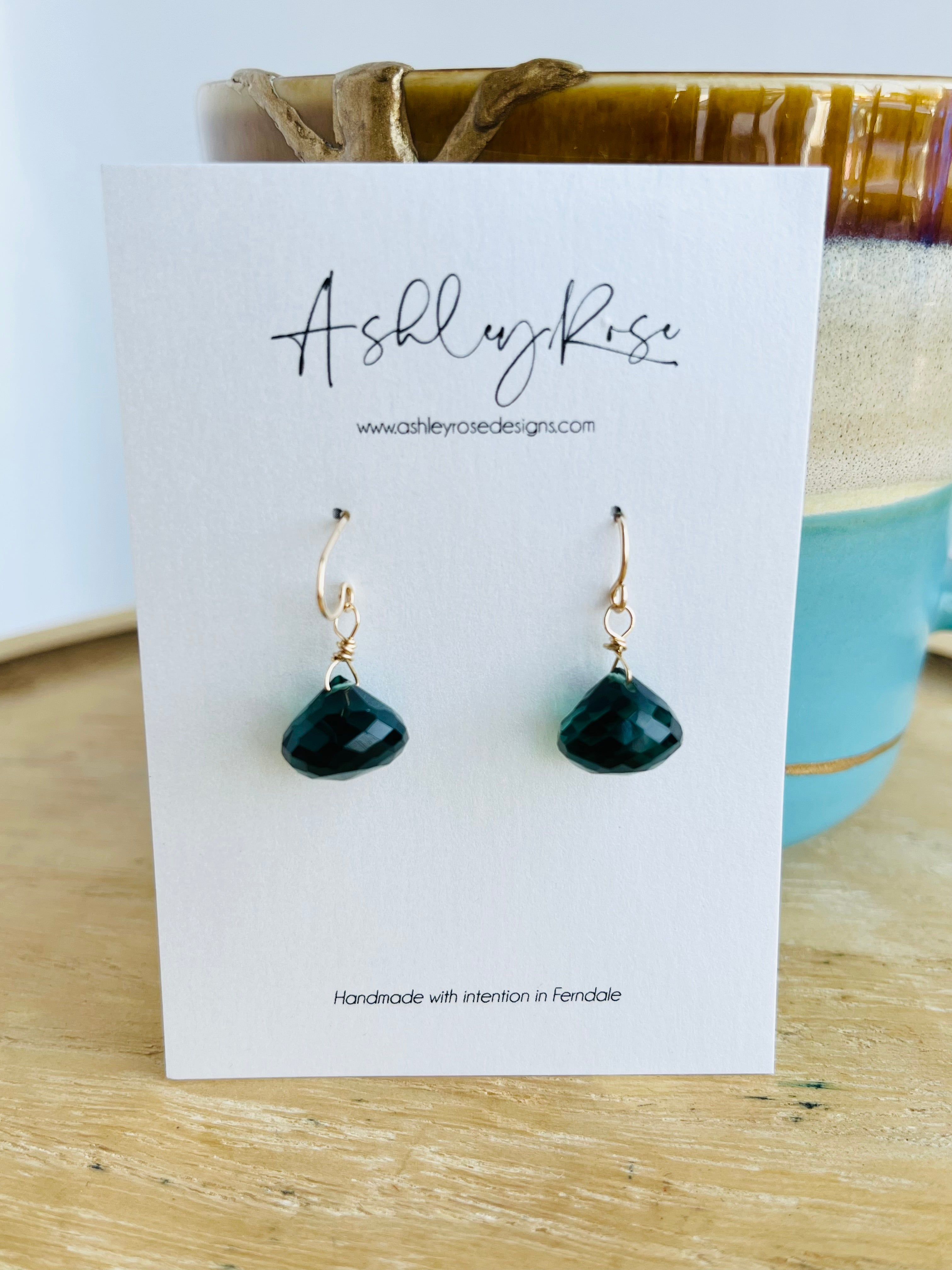 Mini Morsel Green Quartz gold - Ashley Rose earrings