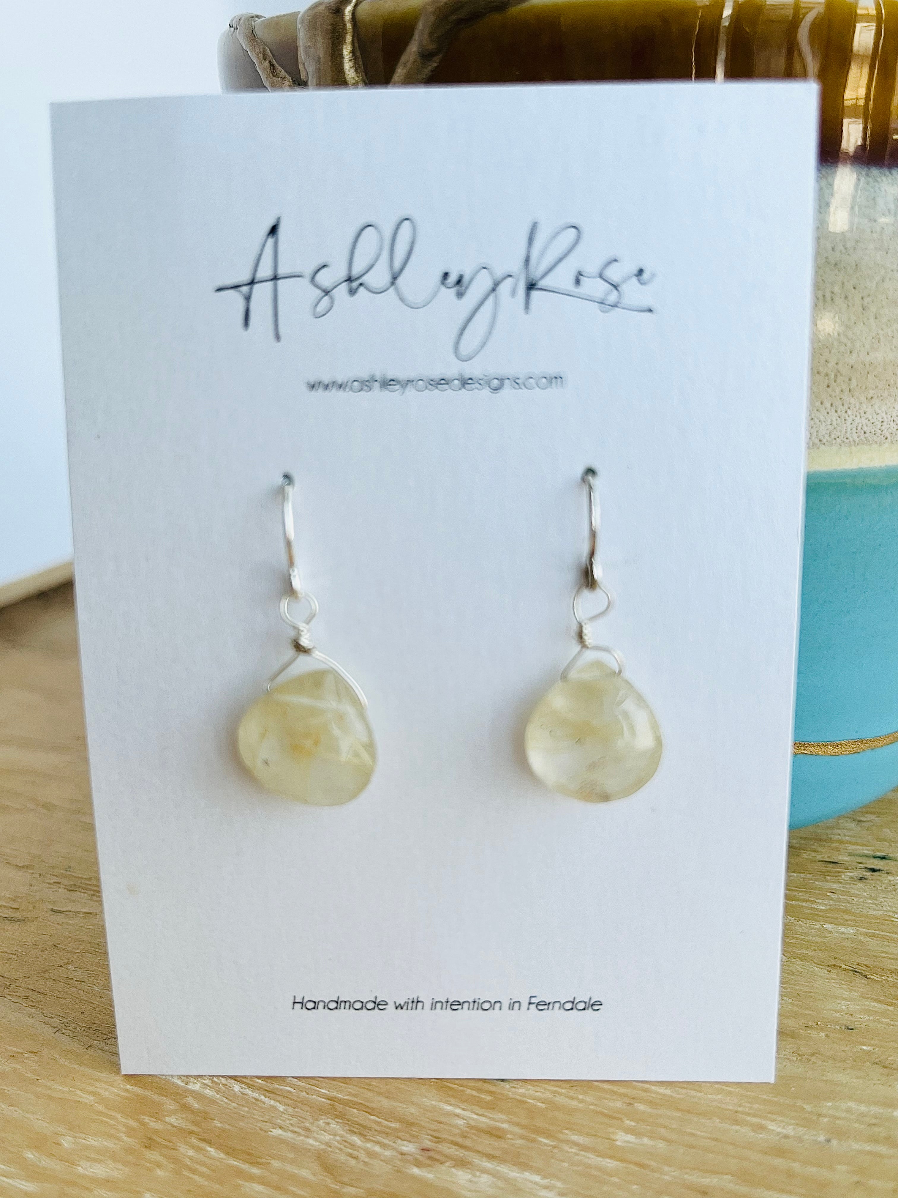 Mini Morsel Rutile Quartz silver - Ashley Rose earrings