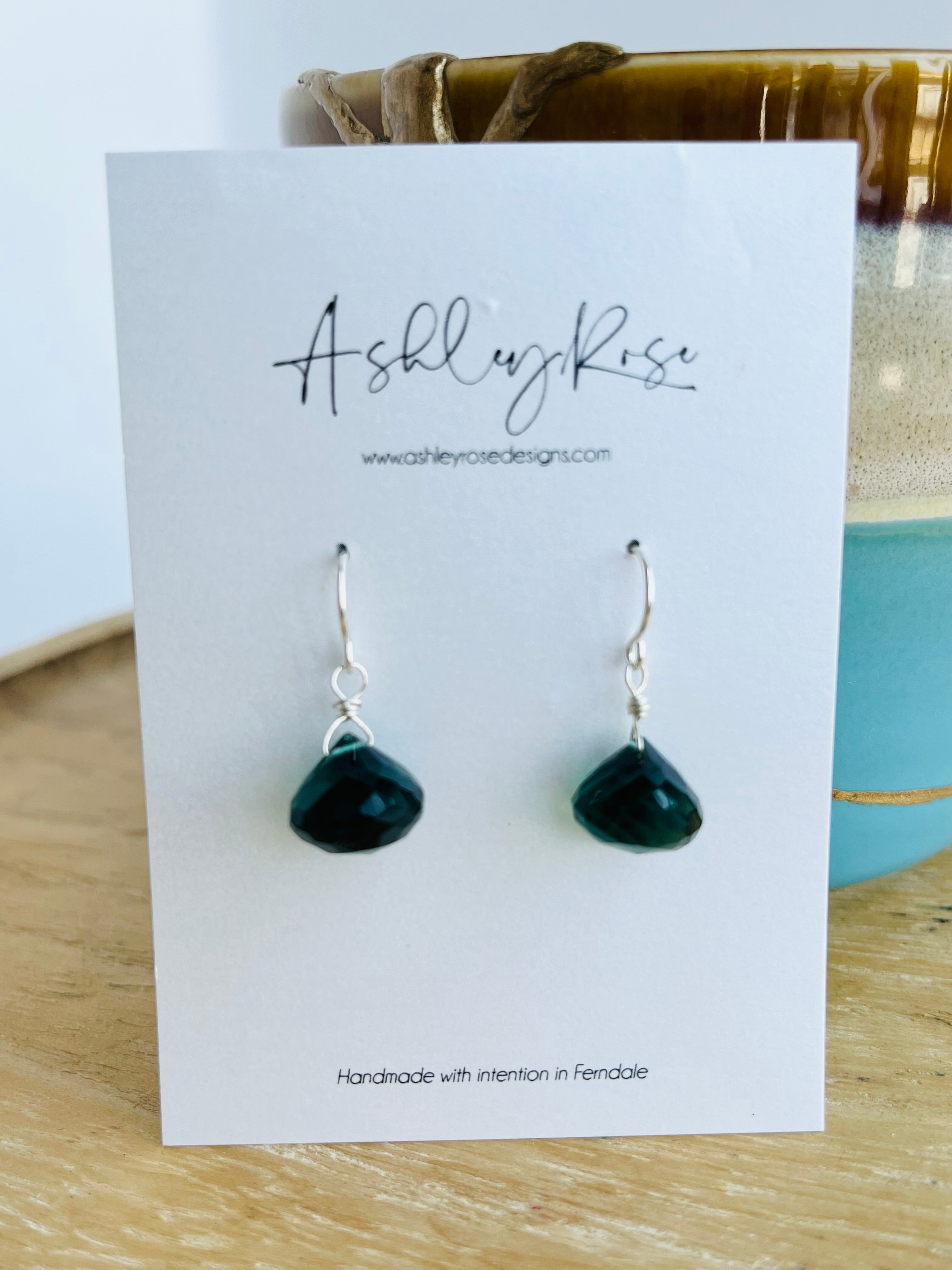 Mini Morsel Green Quartz silver - Ashley Rose earrings
