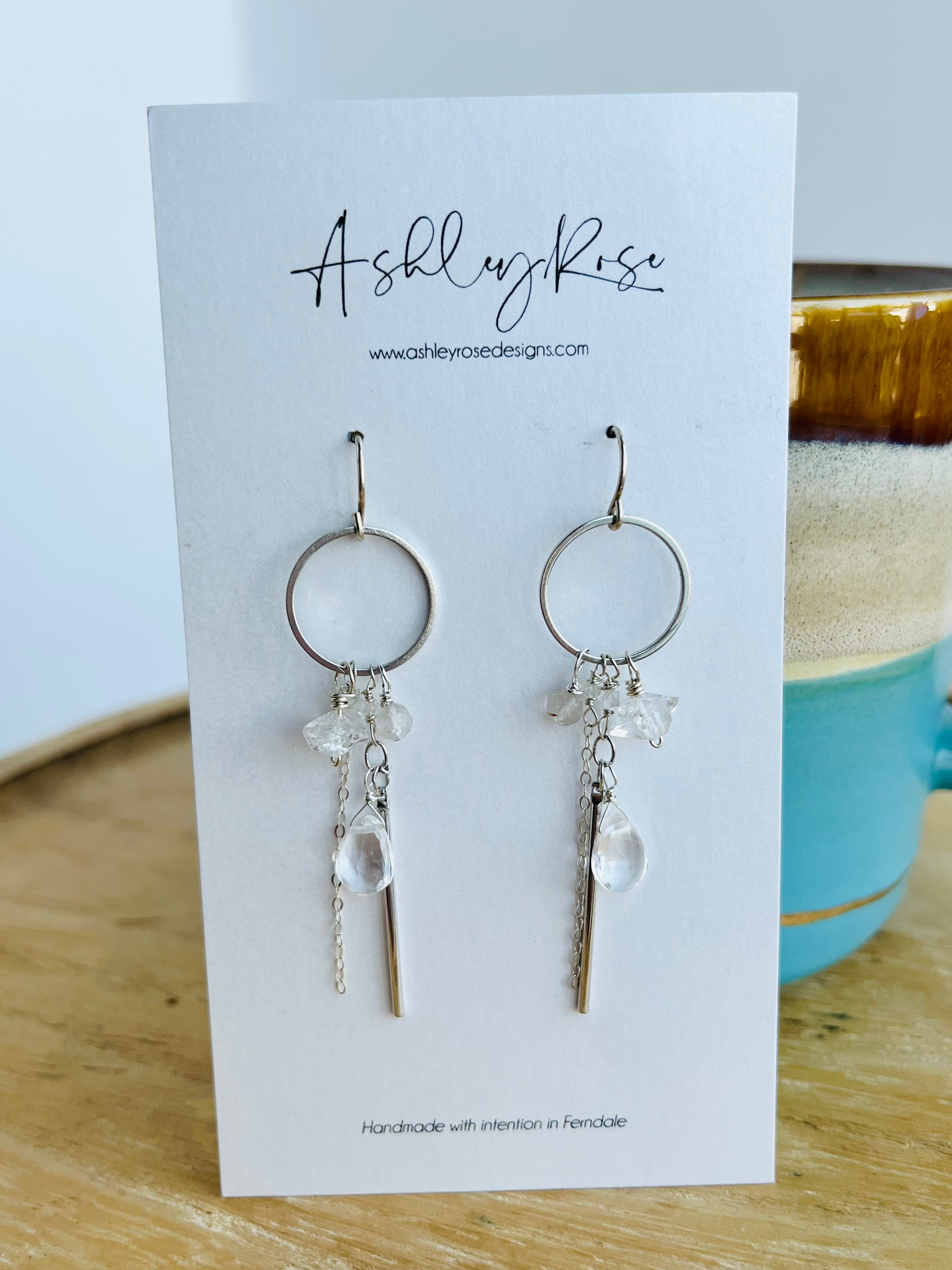 Confetti Herkimer Diamond silver - Ashley Rose earrings