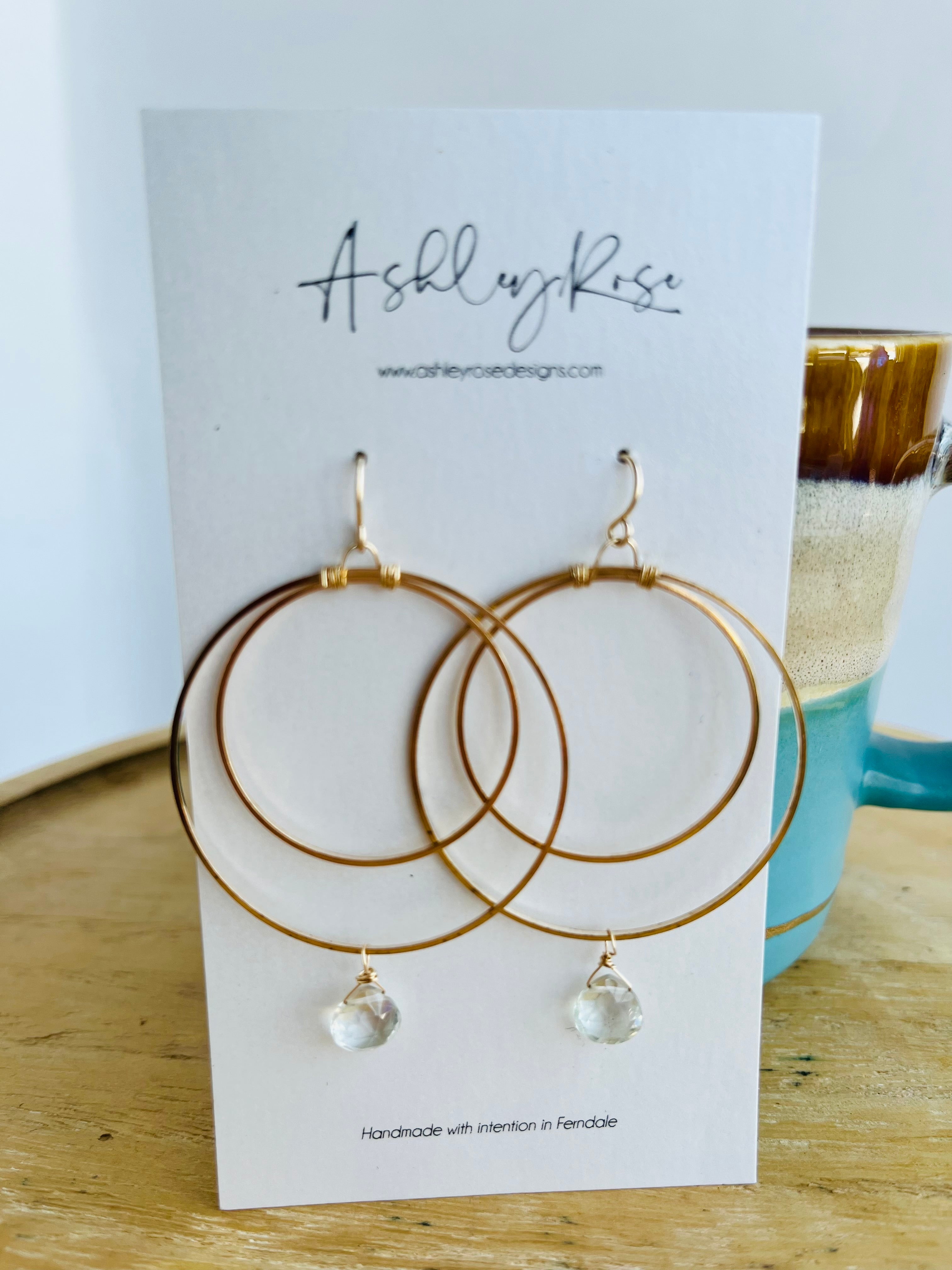 Halo Green Amethyst gold - Ashley Rose earrings