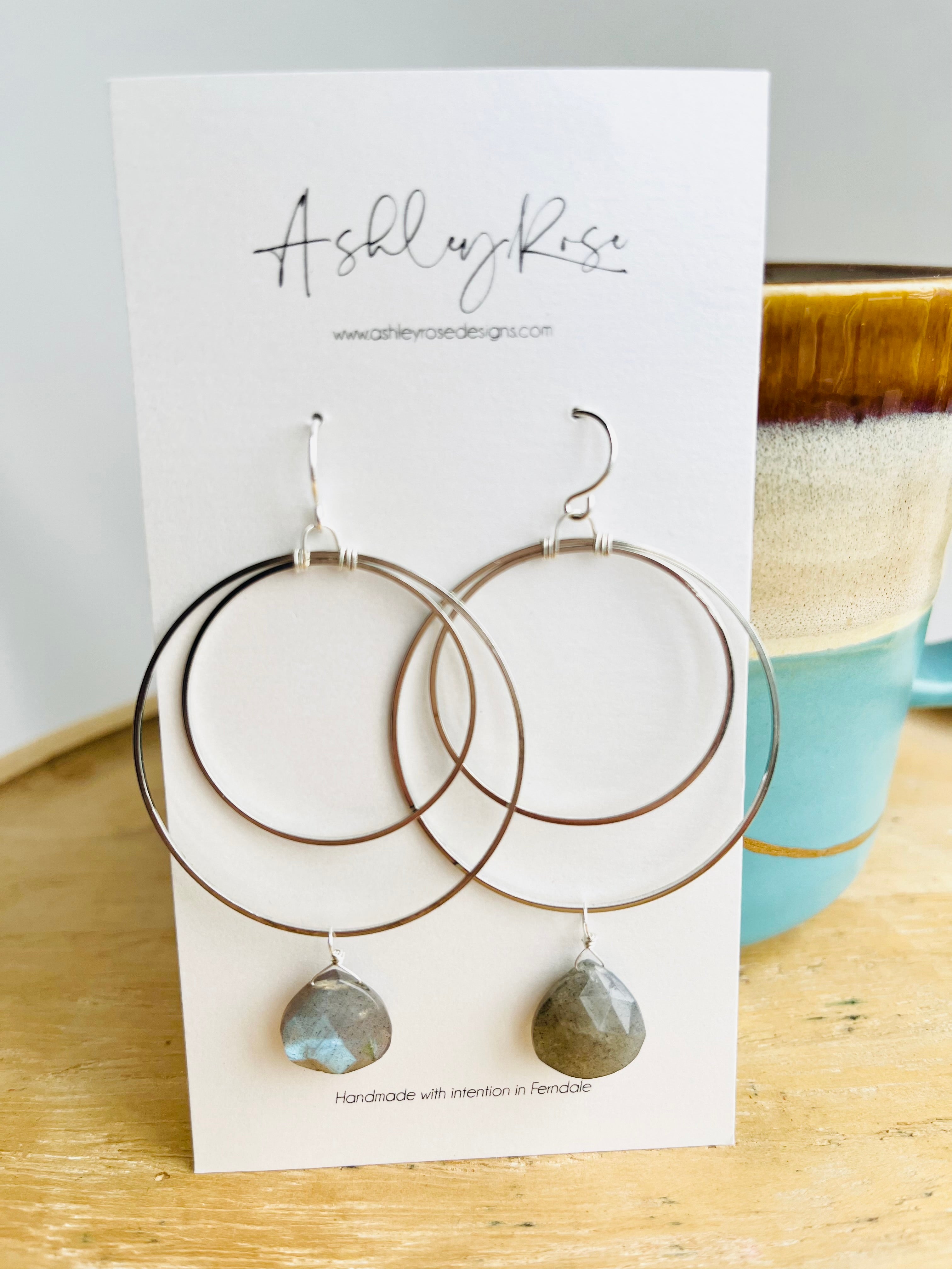 Halo Silver with Labradorite - earrings from Ashley Rose