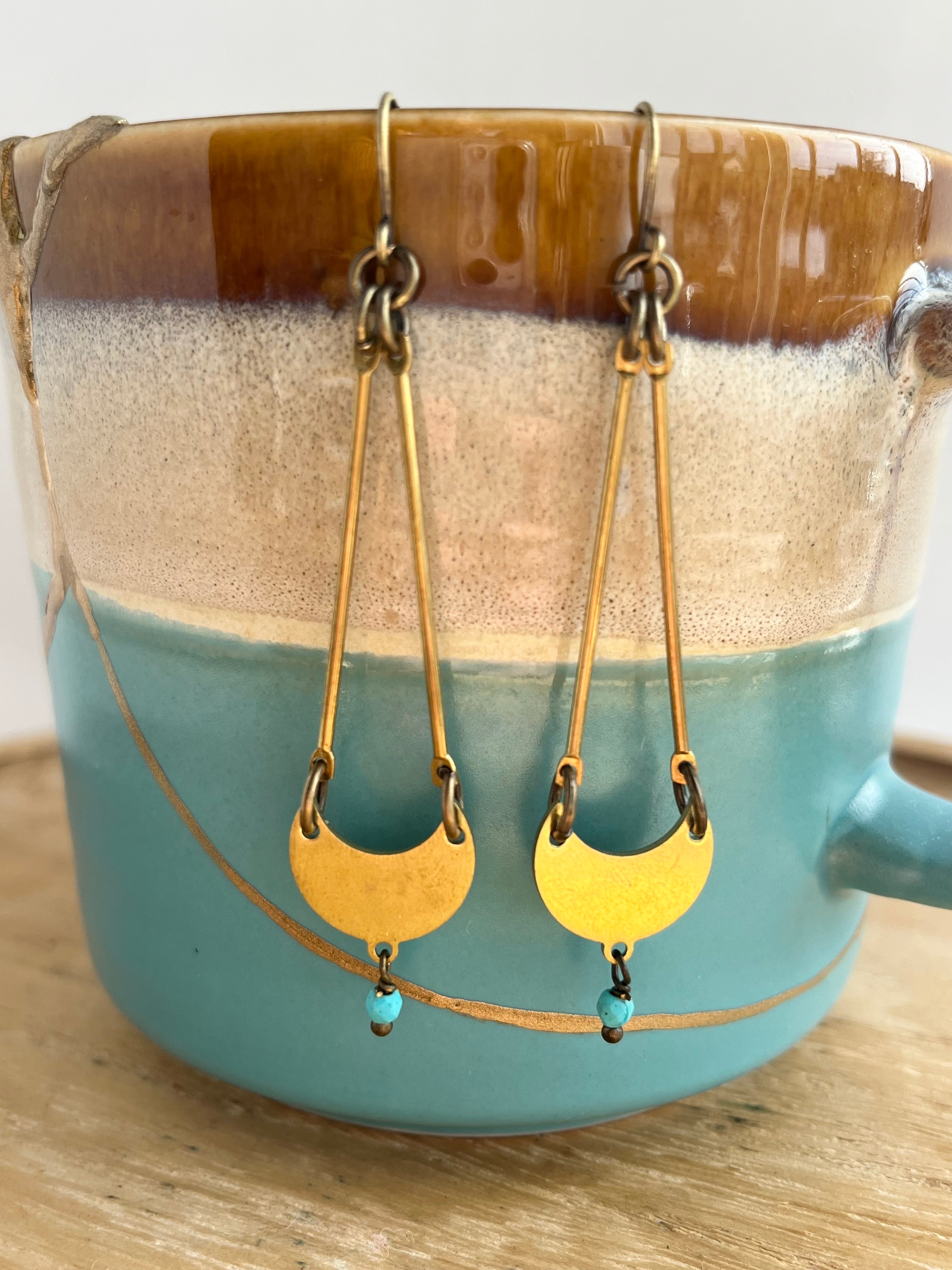 Moon drop with turquoise - earrings