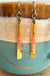 Bar with amber and pink beads - earrings