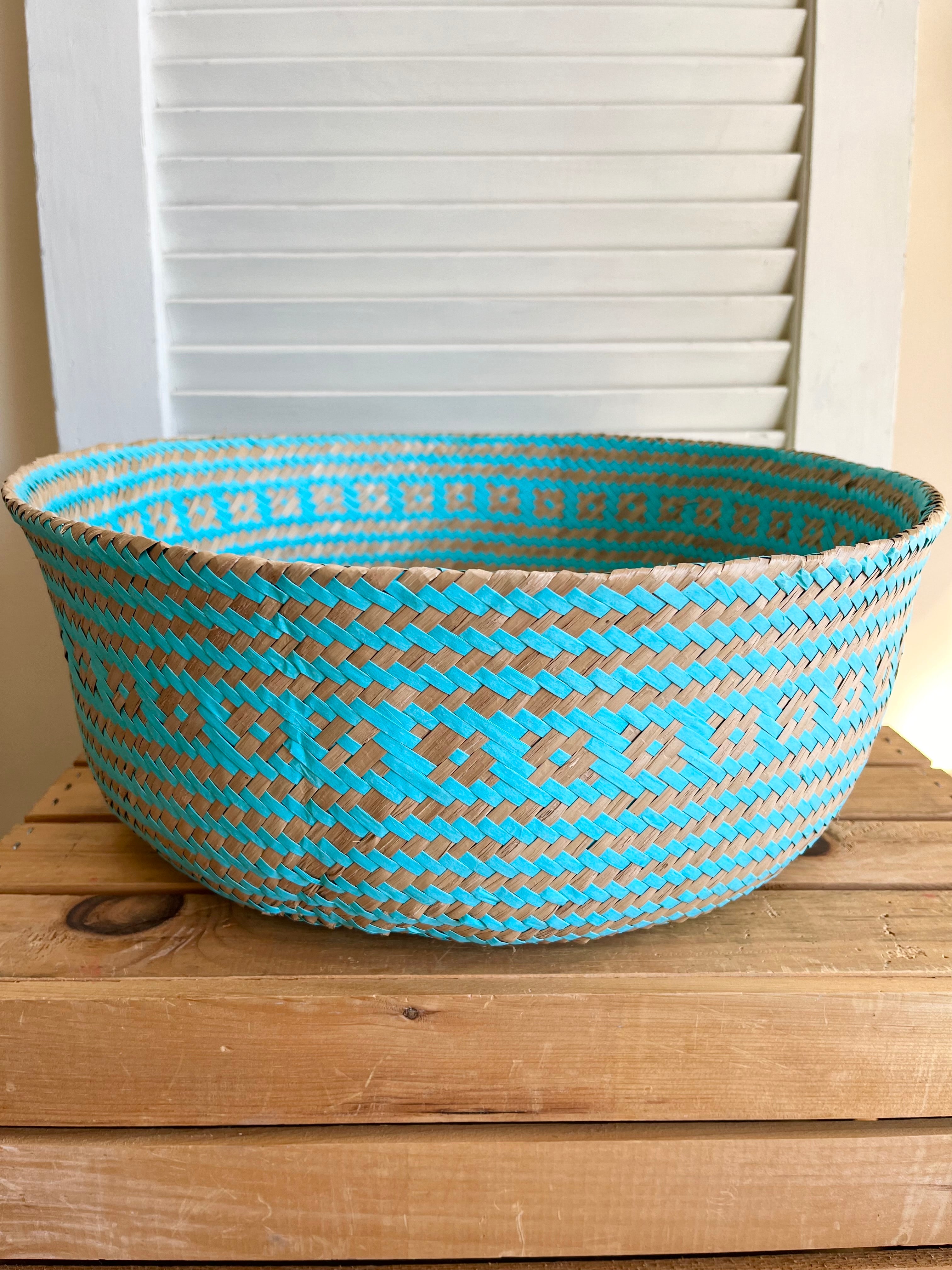 Turquoise Large Seagrass Basket