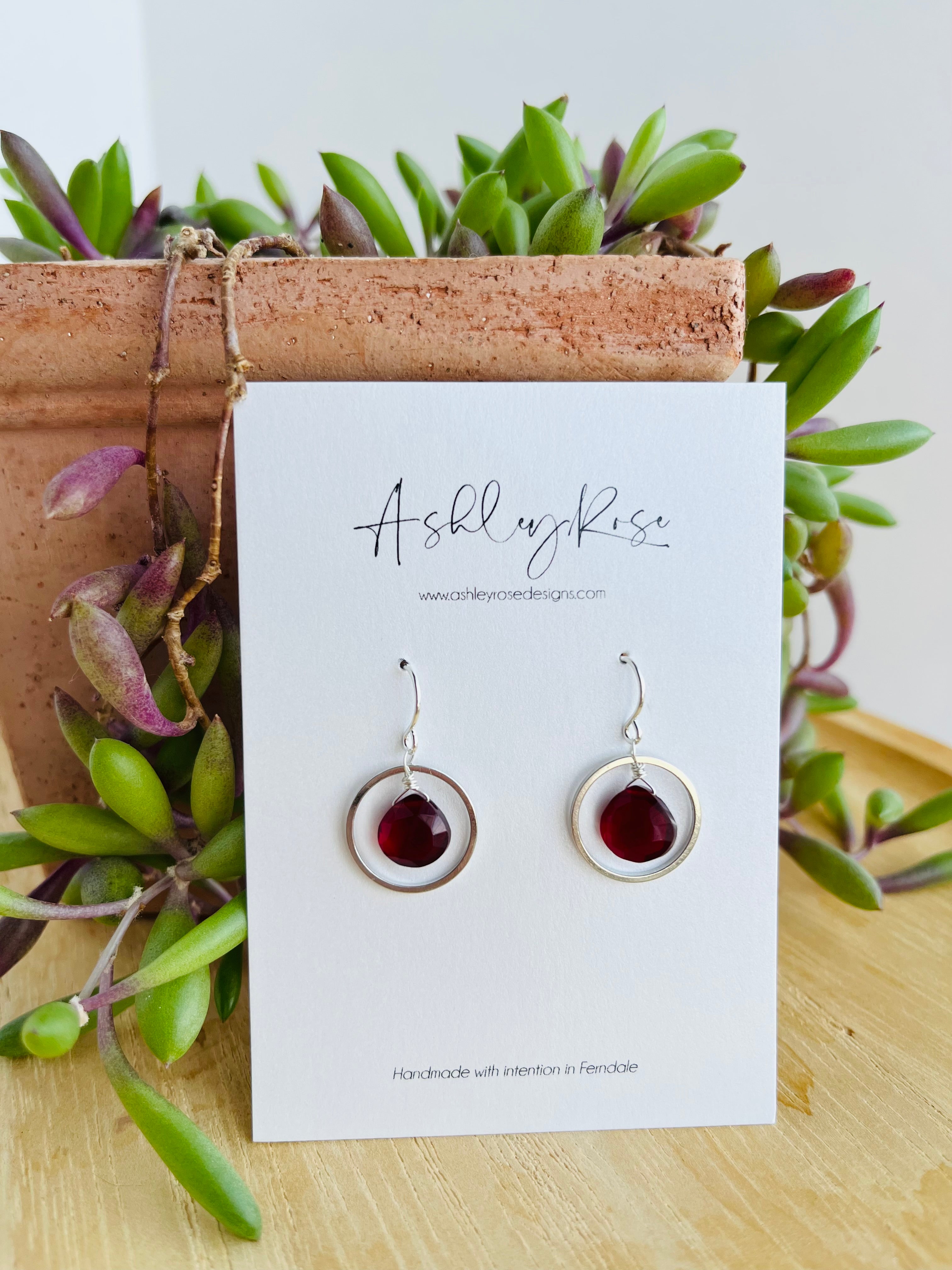 Petal - Red Quartz - silver