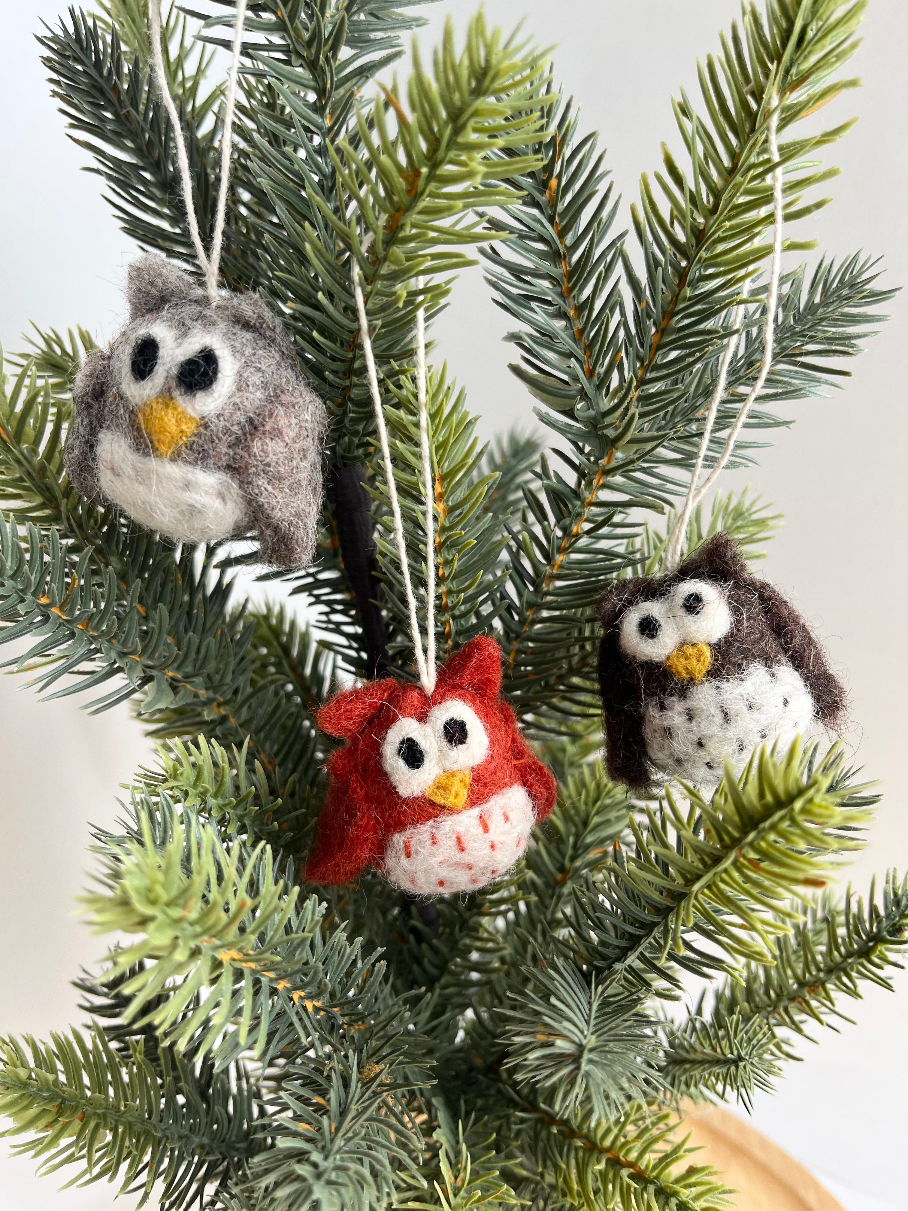 Mini Owls Felted Ornaments