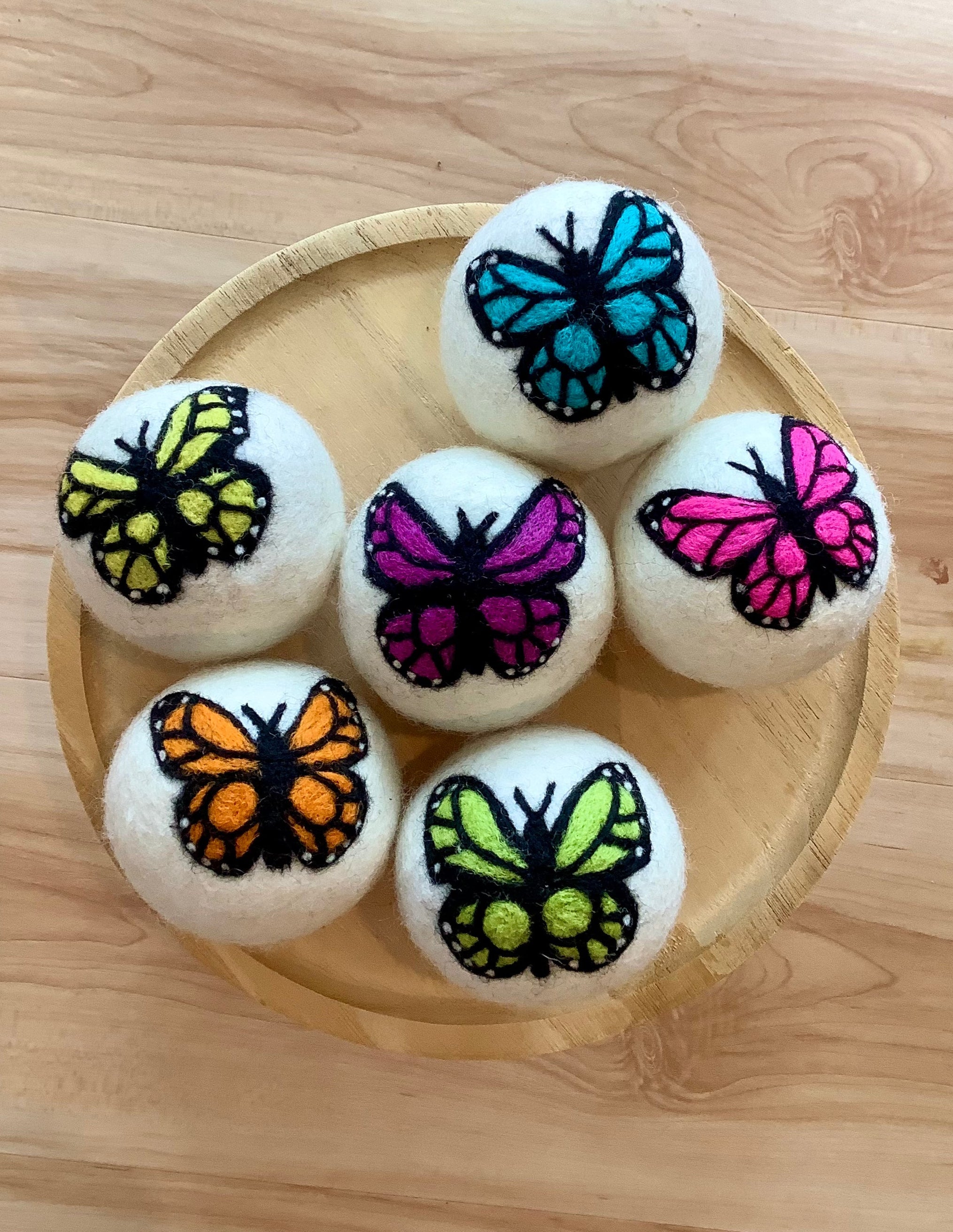 Rainbow Monarch Butterfly - Wool Dryer Balls