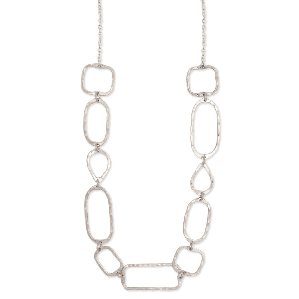 Silver Hammered Geometric Shapes Necklace