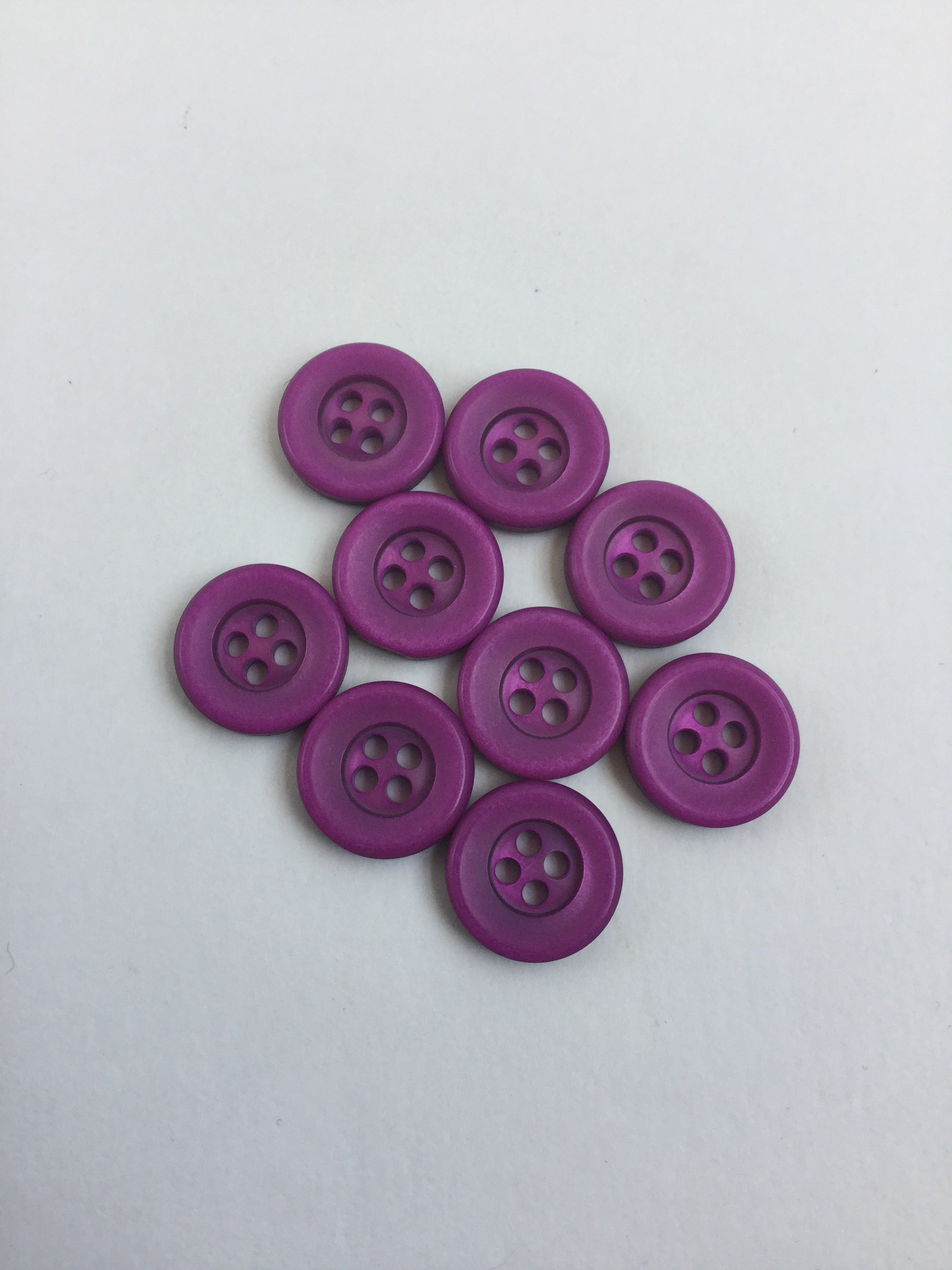 Buttons Purple Wide Rim Round Plastic