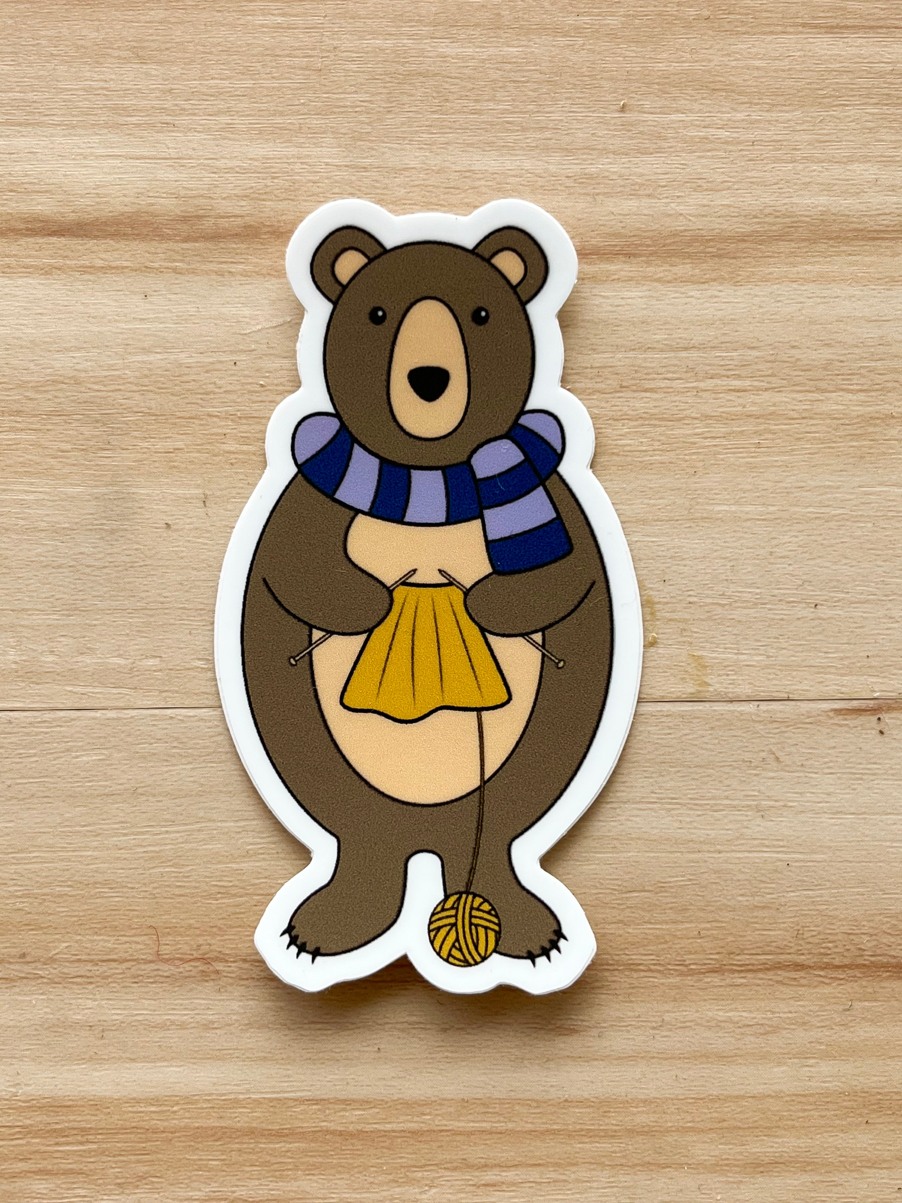 Bear Knitting - Knitting Themed Stickers