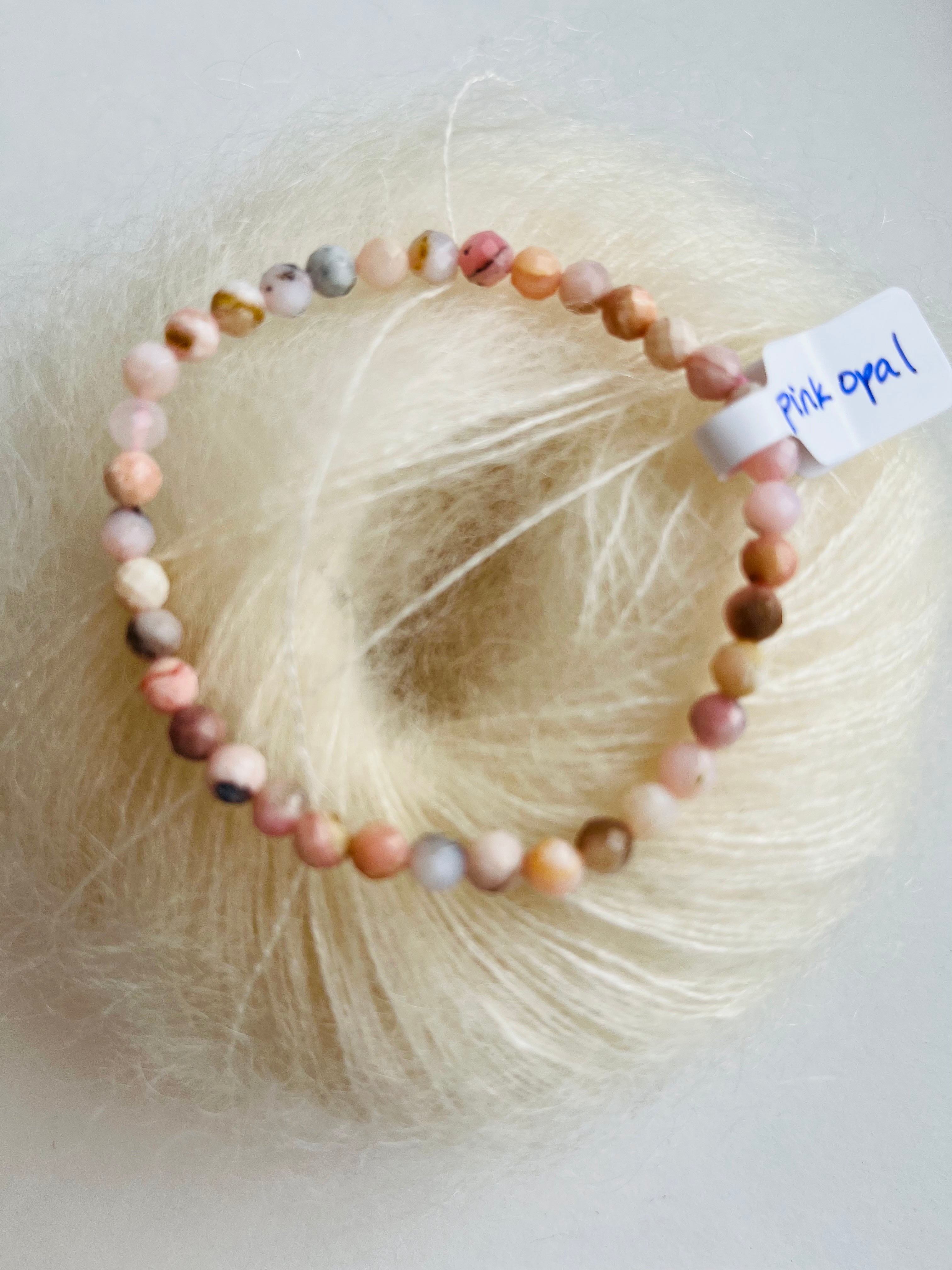 Faceted Pink Opal 5mm - bracelet