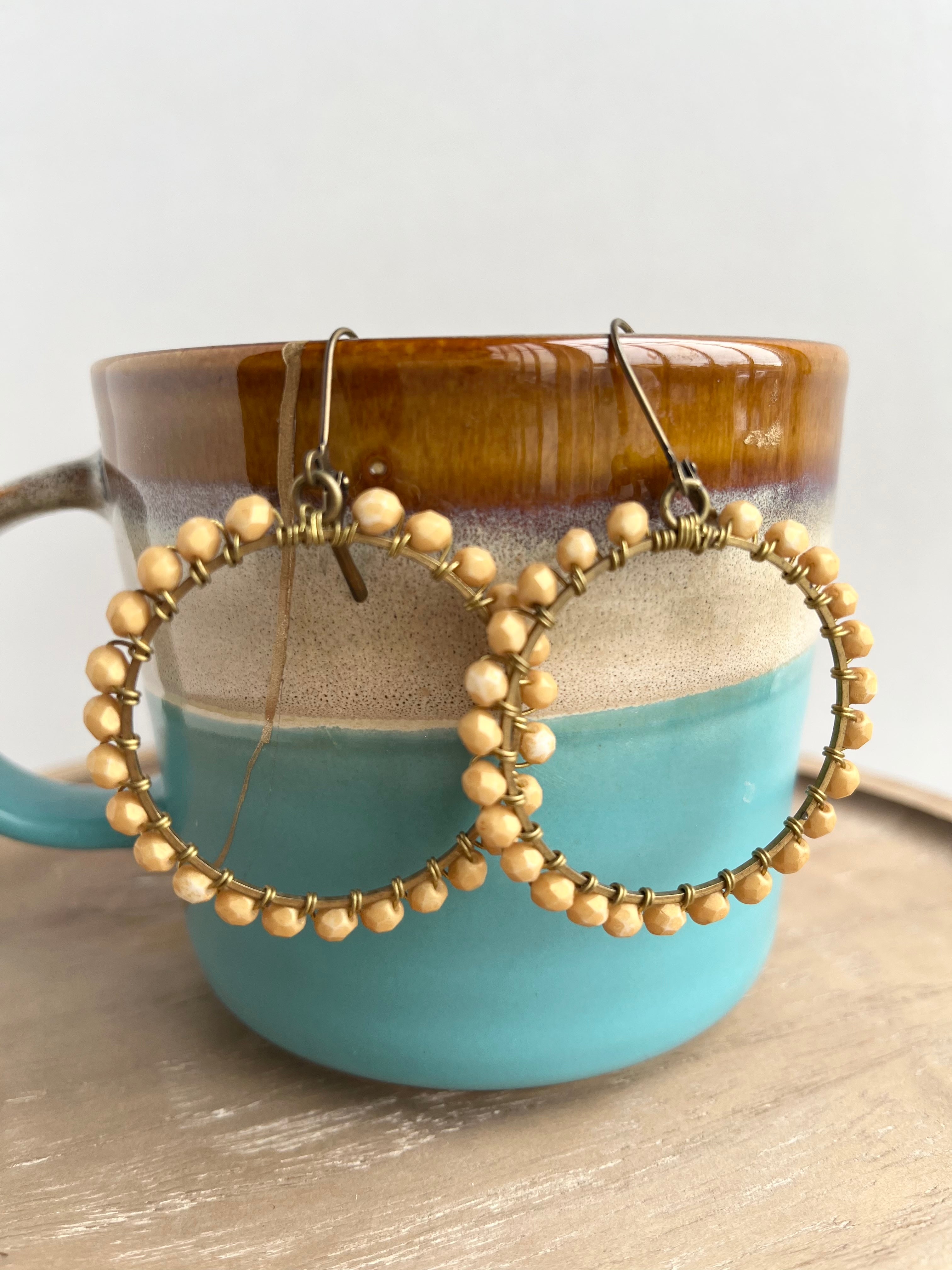 Gold - Beaded Hoop earrings