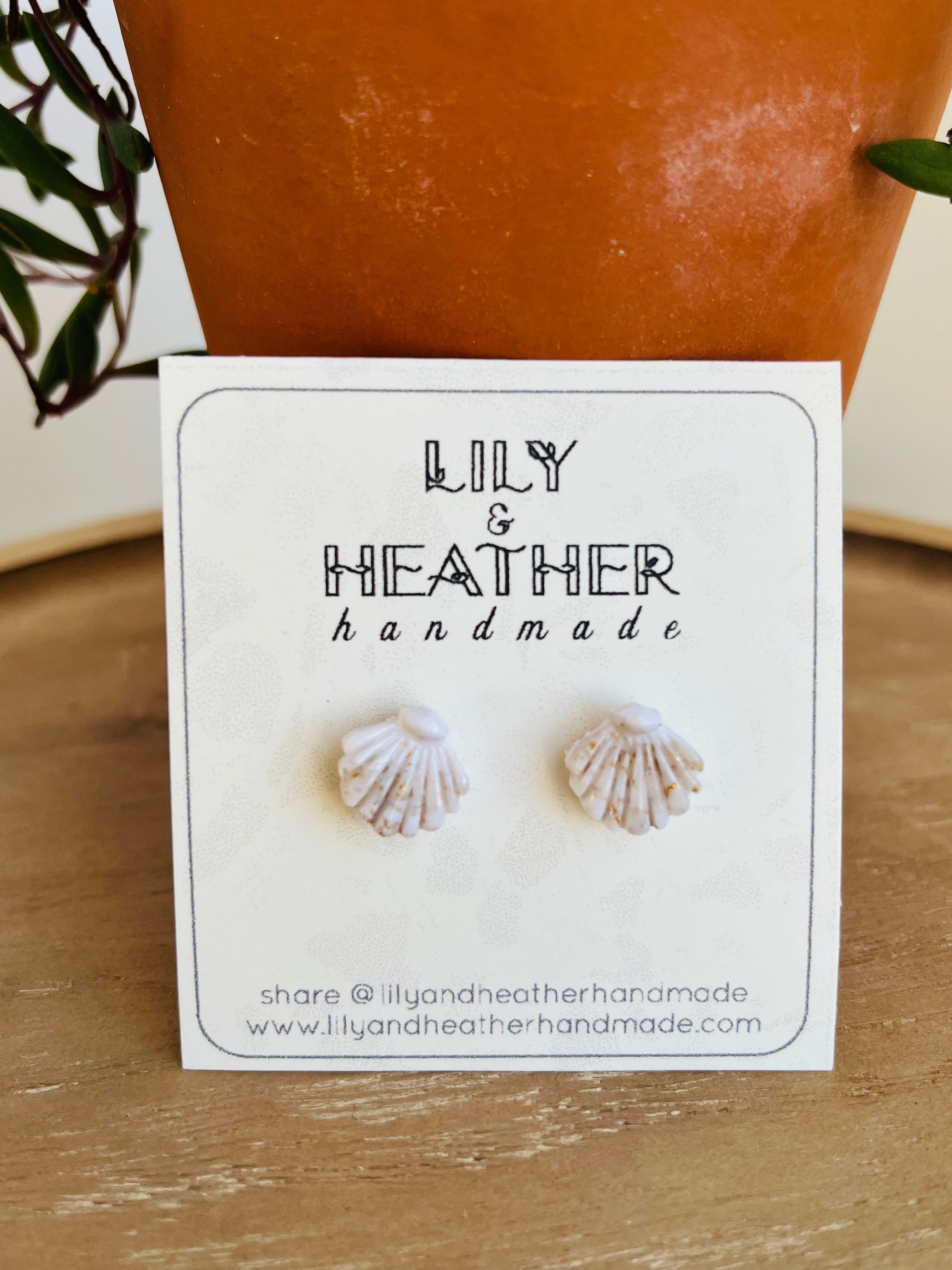 Scallops studs - earrings from Lily & Heather Handmade