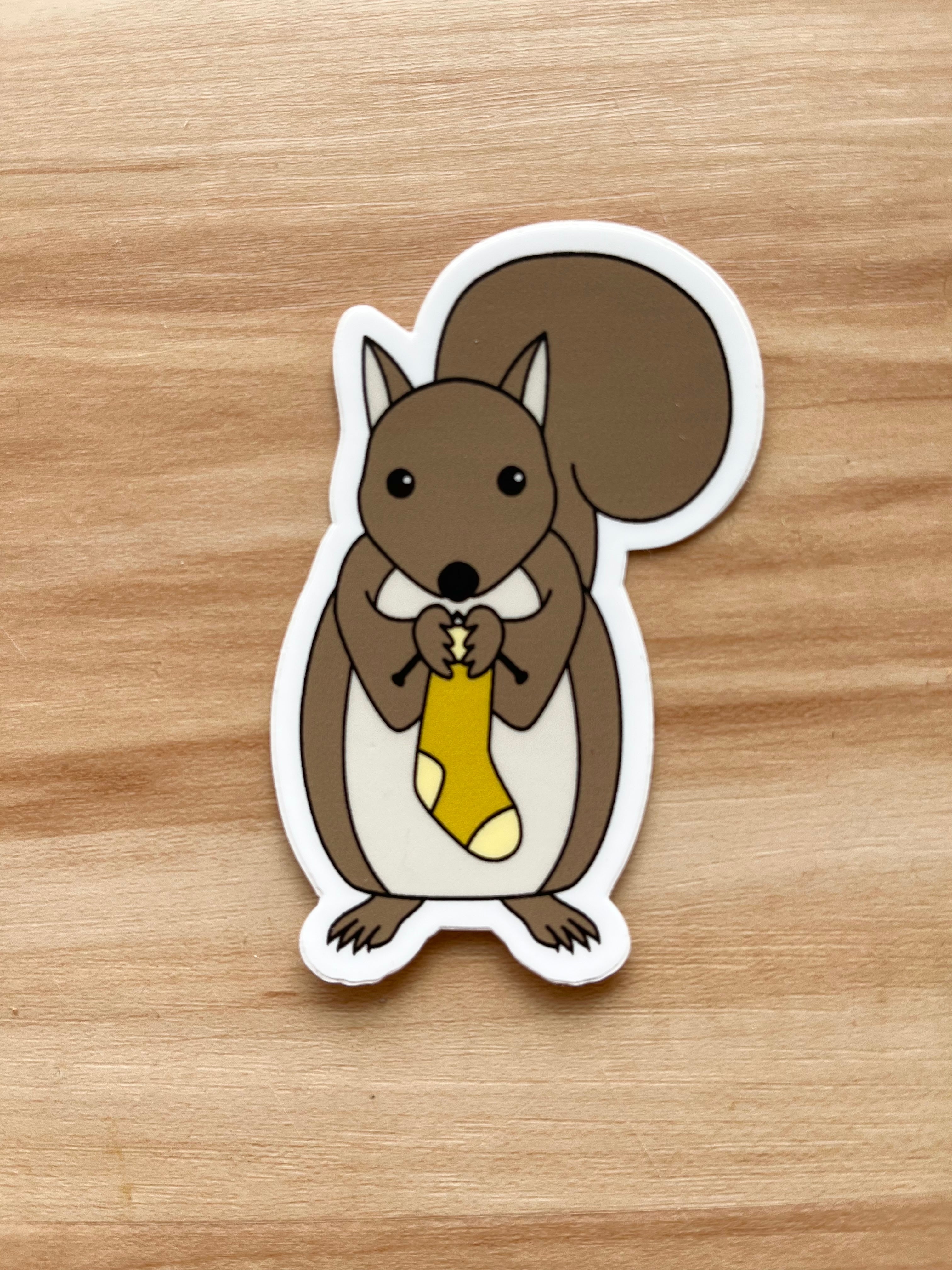 Squirrel Knitting - Knitting Themed Stickers