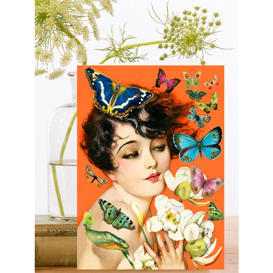 Girl with Butterflies - Madame Treacle Greeting Card