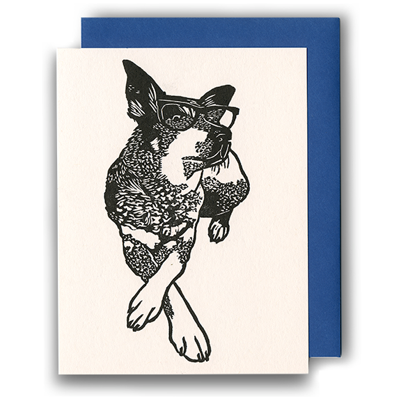 Dog with Glasses - card from Just My Type Letterpress