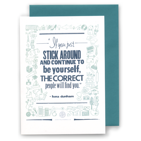 Stick Around - card from Just My Type Letterpress
